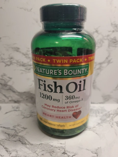 Nature's Bounty Fish Oil 1200mg, Omega-3 360mg Supplement 180 Softgels Sealed