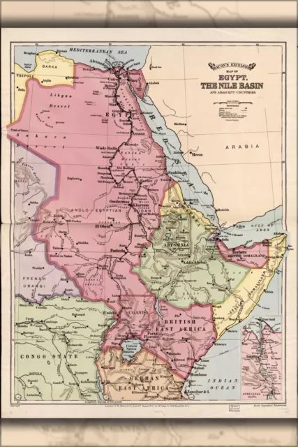 Poster, Many Sizes; Map Of Egypt, The Nile River Basin 1916