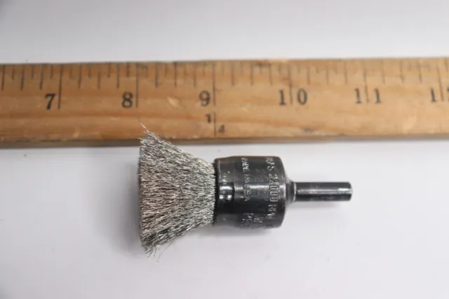 End Brush Stainless Steel 3/4" Dia x 1/4" Shank x 7/8" Trim .006 Wire 36283