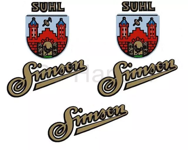 SR1 Aufkleber 2x Suhler Wappen mit Simson und 1x Simson