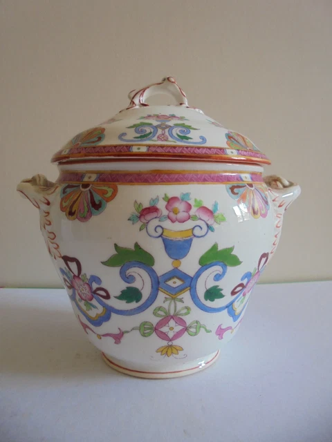 Superbe grand sucrier porcelaine Sarreguemine MINTON h 16 cm Tbe