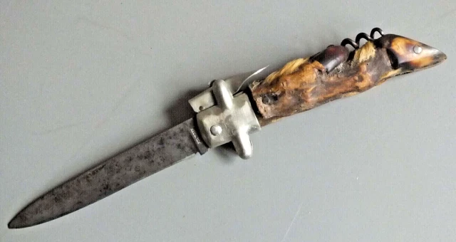 COUTEAU PLIANT ANCIEN Multifonctions VINTAGE Os Cerfé PARFAIT ÉTAT EUR