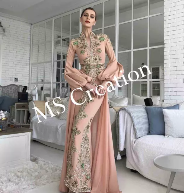 New Royal African Crystal Work Moroccan Dubai Kaftan Wedding Bridesmaid Dress 07