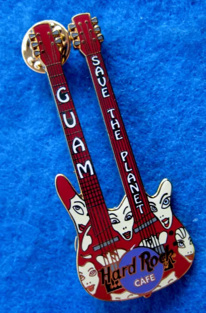 GUAM USA WHITE GIRL'S FACES MASKS GHOSTLY SPIRITS DN GUITAR Hard Rock Cafe PIN