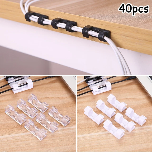 Cable de alambre autoadhesivo cordón clips abrazadera mesa pared lata protección efectiva