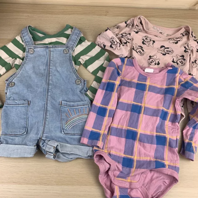 Primark Dungaree Shorts Denim Holiday 9-12 Girls Toddler Bundle Joblot Vests H&M