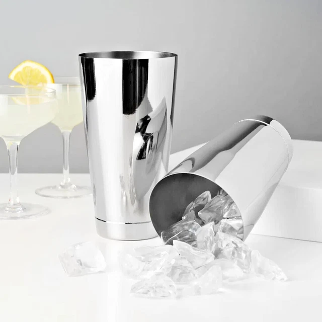 2 Piece Martini BAR COCKTAIL SHAKER Stainless Steel Boston Flair Mixing Tin Set