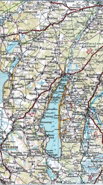 Starnberg Wolfratshausen Herrsching 1930 Teilkarte/Ln Seeshaupt Gilching Gauting