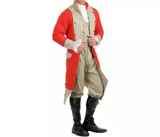 Mens Colonial British Red Coat Soldier Wool Costume Coat