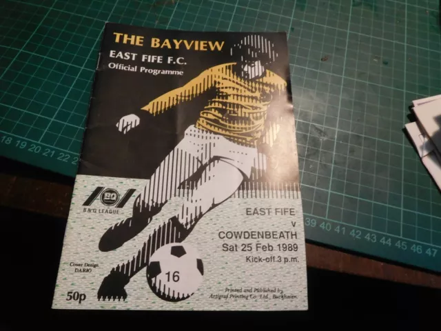 Scottish League 1988/9 East Fife v Cowdenbeath Feb 25