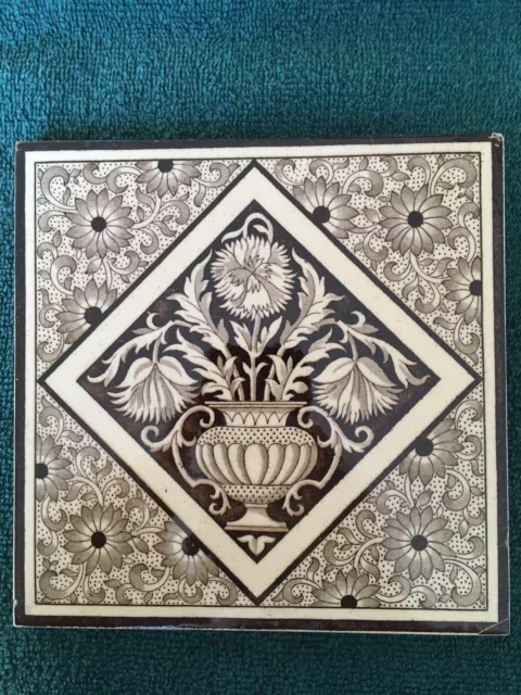 Antique Mintons China Works 6”x6” Tile, Stoke on Trent, England. Never Used.