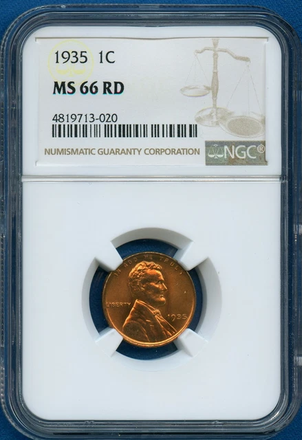 1935 P NGC MS66RD Lincoln Wheat Cent 1c Penny US Mint 1935-P MS-66 RD