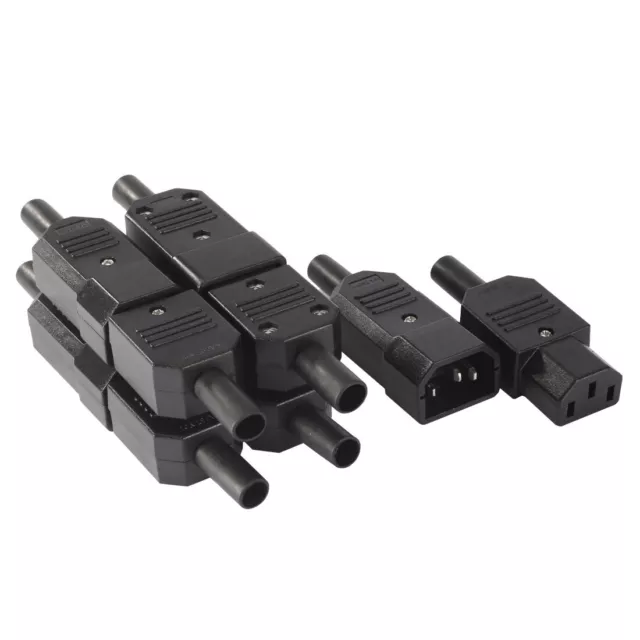 5Pair AC250V 10A 3P Panel Mount IEC320 C14 Socket C13 Adapter Connector