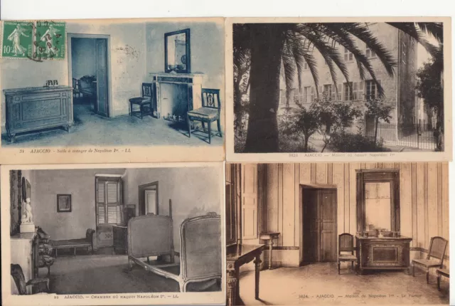 Lot de 4 cartes postales anciennes old postcards AJACCIO NAPOLÉON BONAPARTE 3
