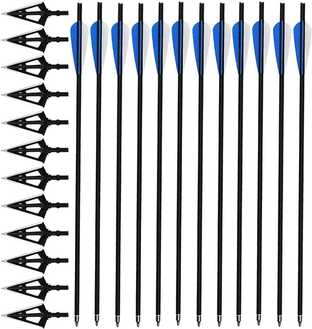 12pc 20'' Carbon Crossbow Bolts Hunting Arrows OD 8.8mm 100Gr Arrowheads
