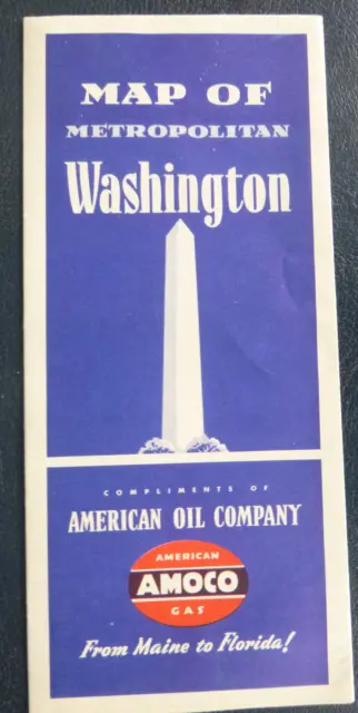 1946 Washington, D.C. metro  road  map Amoco  oil gas downtown street map