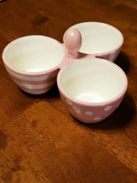 Pampered Chef Condiment 3-Bowl  "Help Whip Cancer Breast Cancer" Pink #18070