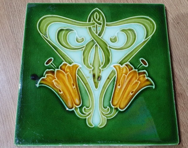 Beautiful Art Nouveau MINTON HOLLINS Antique Tile Fireplace etc