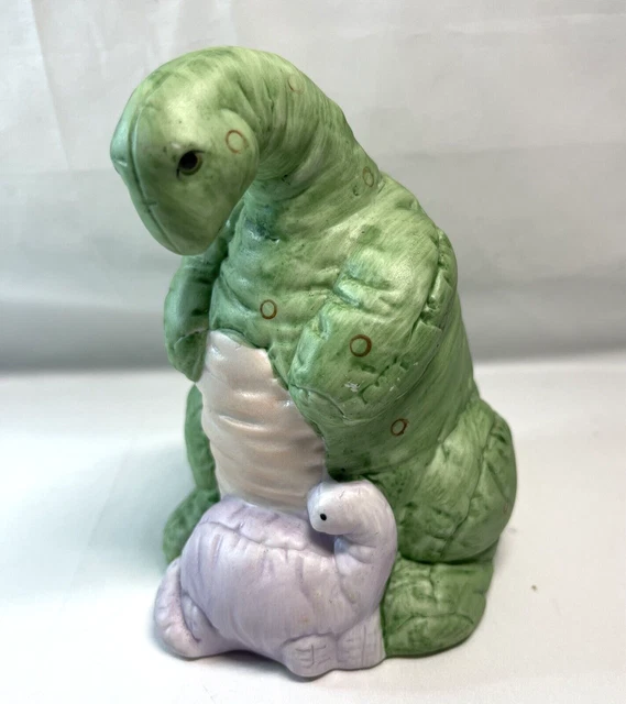Dinosaur and Baby Ceramic Coin Piggy Bank - Mother Green, Baby Lavender Taiwan