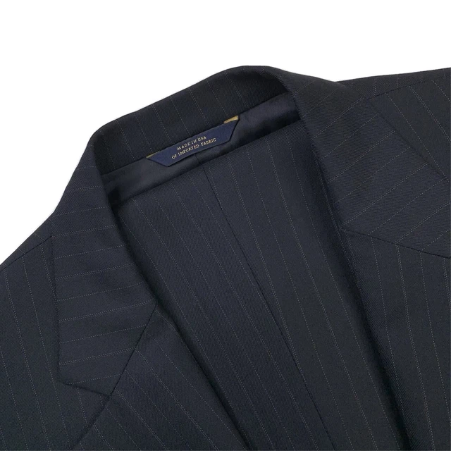 Uomo 44 R Brooks Brothers 1818 Madison X Saxxon Blu Navy Multi Righe Lana Abito