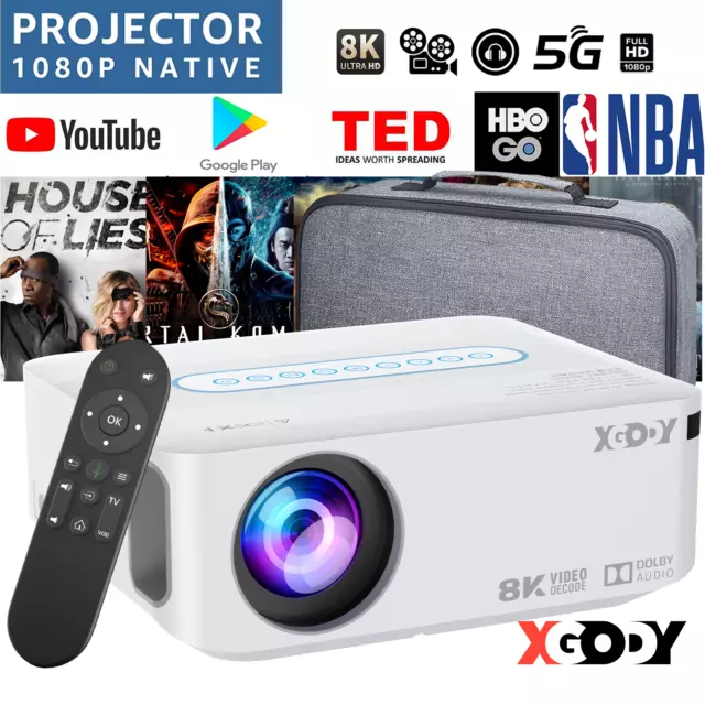 XGODY Projector Portable Bluetooth 8K WiFi Home Theater Cinema 12000 Lumen HDMI