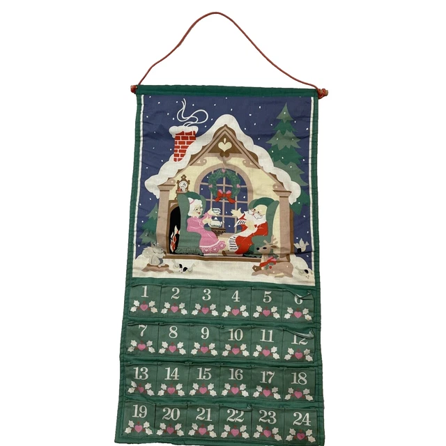 VINTAGE 1987 AVON Advent Calendar Cloth “Countdown To Christmas