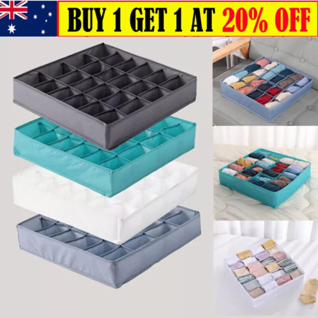 7/16/24 Grid Underwear Socks Tie Storage Box Fold Bra Organizer Closet Drawer