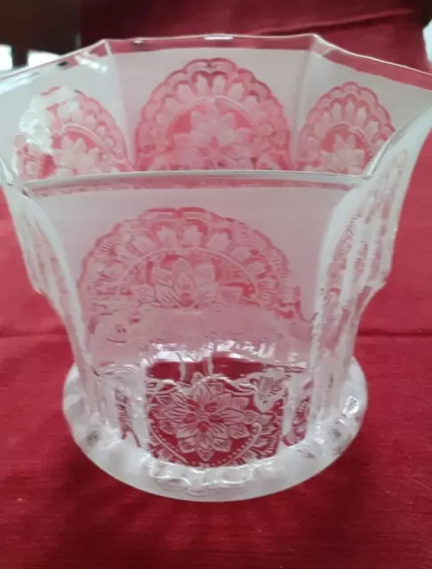Antique Acid Etched Victorian Glass Lamp Shade.