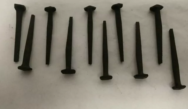 Vintage Lot Of 10  Rose Head Nails 2 " Black Steel