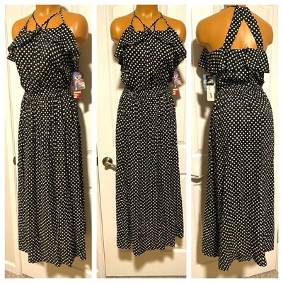 MARILYN MONROE TROPICAL HEATWAVE 1950's STYLE BLACK POLKA DOT RAYON DRESS SZ S
