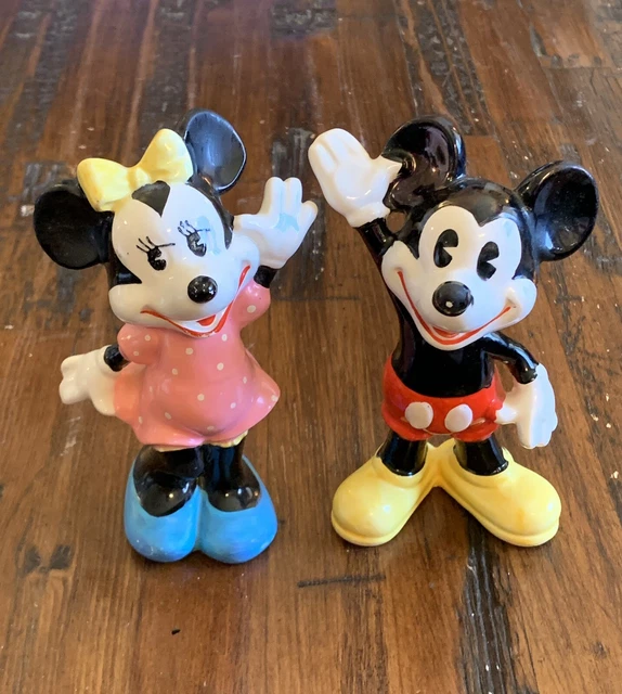 VINTAGE CERAMIC WALT Disney Mickey and Minnie Mouse Figurines Japan 3