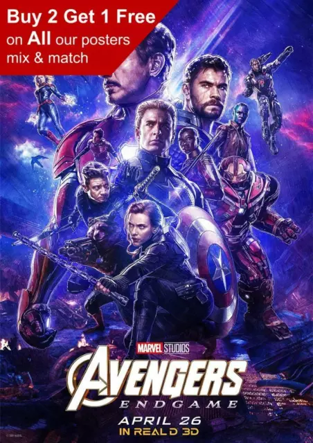 Marvel Avengers Endgame Real D 3D Movie Poster A5 A4 A3 A2 A1