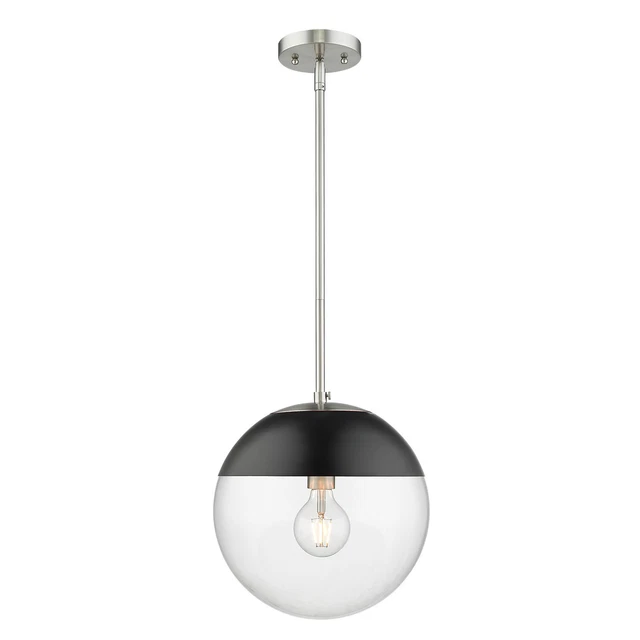 Golden Lighting 3219-L-BLK Pewter Dixon Single Light 12"W Pendant