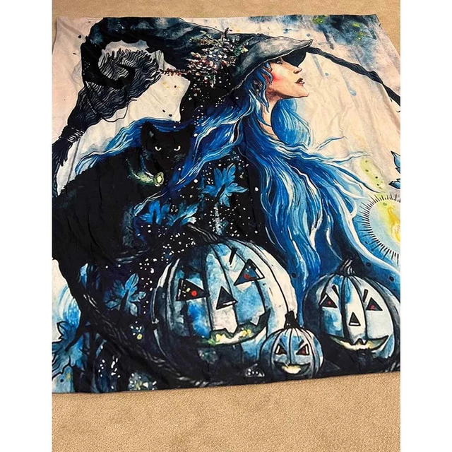 Funda de edredón y fundas de almohada de Halloween para bruja y gato negro