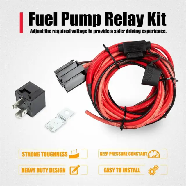 12V Electric Fuel Pump Wiring Harness and 40 Amp Heavy Duty Relay Kit 30Amp Fuse