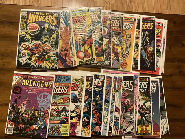 Marvel The Mighty Avengers 26 Comic Lot Silver Age Bronze Age Lutron Thanos Keys