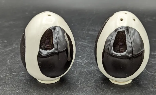 Ceramic Black And White Egg Shaped Salt and Pepper Shakers