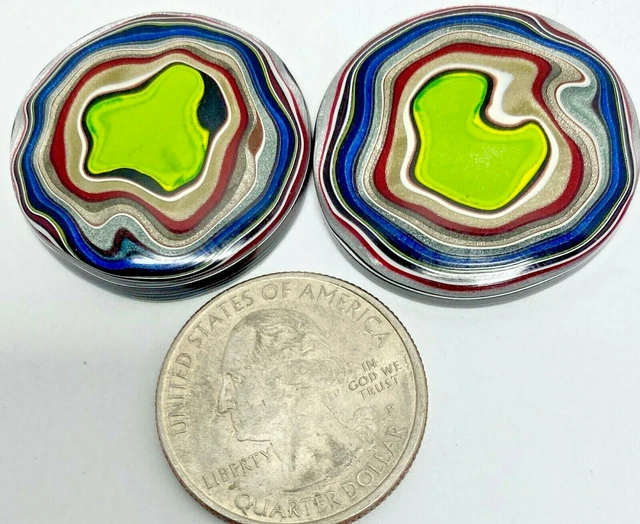 TOP SHELF 39.75ct VINTAGE FORDITE DETROIT AGATE CABOCHONS MATCHING PAIR!!!