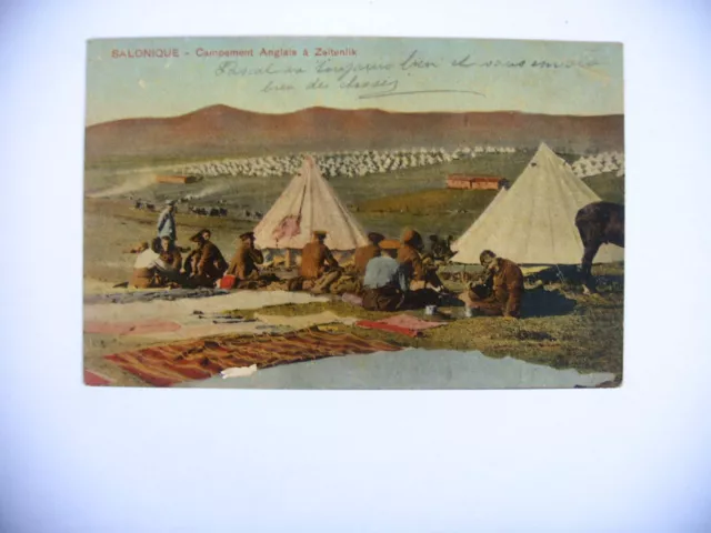 CPA militaire guerre salonique campement anglais à zeïtenlik 1917