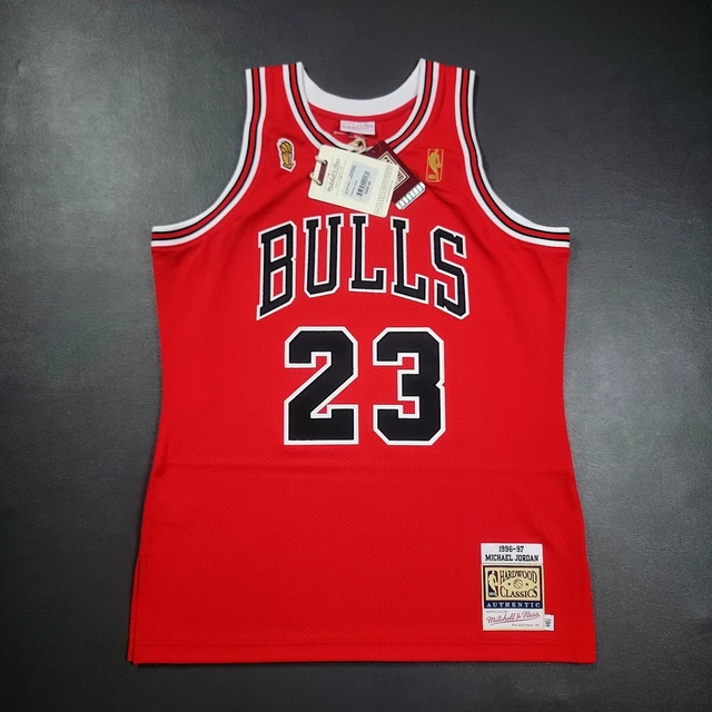 100 AUTHENTIC MICHAEL Jordan Mitchell Ness 96 97 Flu Game Bulls Jersey