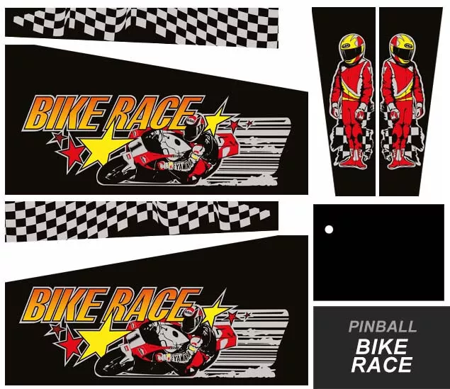 Sleic Pinball Cabinet Decal and Side Blades Set for BIKE RACE
