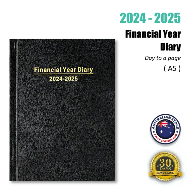 2024 - 2025 Financial Year Diary A5 Day to a Page Hard Cover Planner Organizer