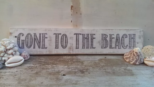 GONE TO THE BEACH, Rustic, Whitewashed, Shabby Chic, Vintage, Wood, Sign