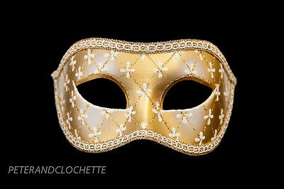 Mask from Venice Colombine Lea White And Golden For Prom Mask 958 V4B