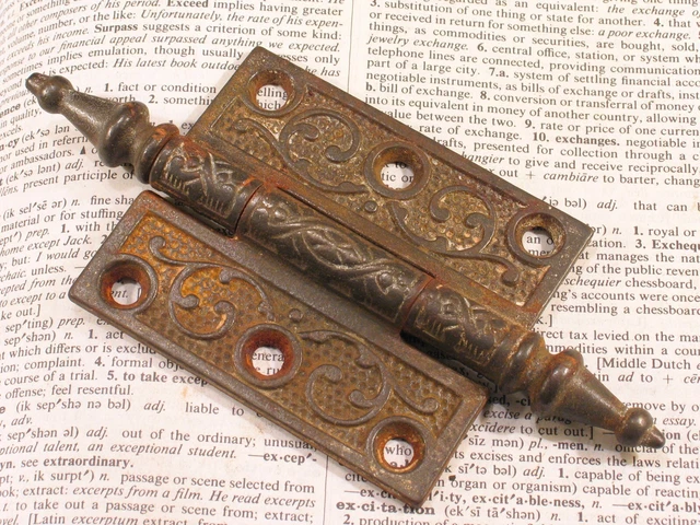 Victorian Steeple Tip Door Hinge 3x2-1/2 Antique Eastlake Hardware