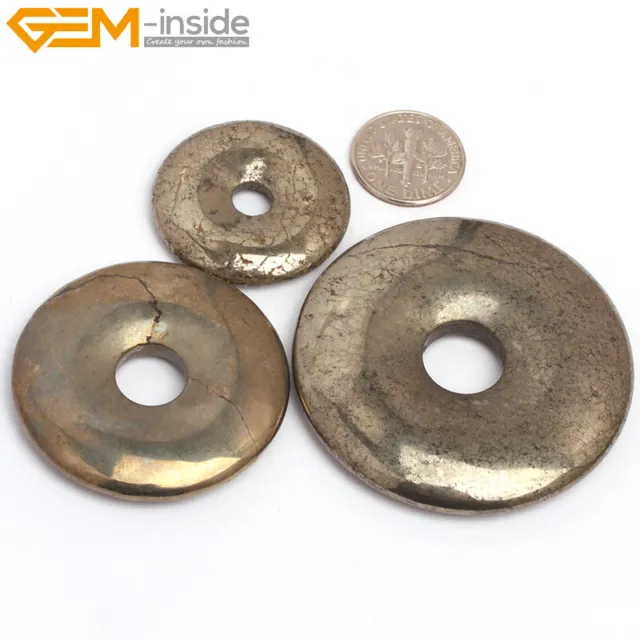 Natural Stone Pyrite Beads For Jewelry Making Donuts Beads 30/40/50mm 1 Piece