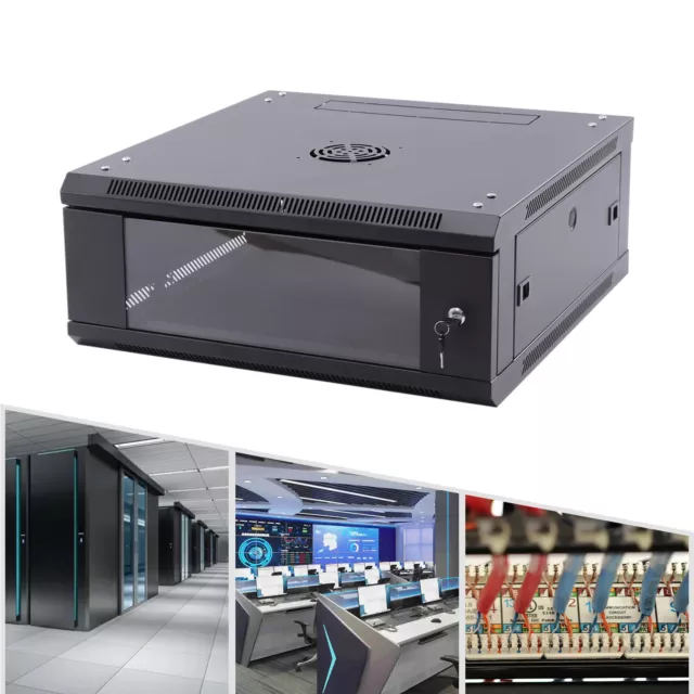 24" 4U Wall Mount Server Cabinet Rack Lockable Network Routers Store Drawer Box