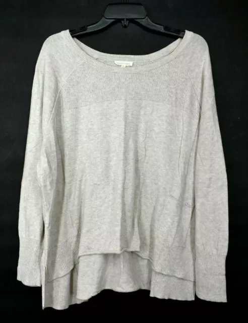 Eileen Fisher Women White Organic Cotton Scoop Neck Asymmetrical Pullover  M