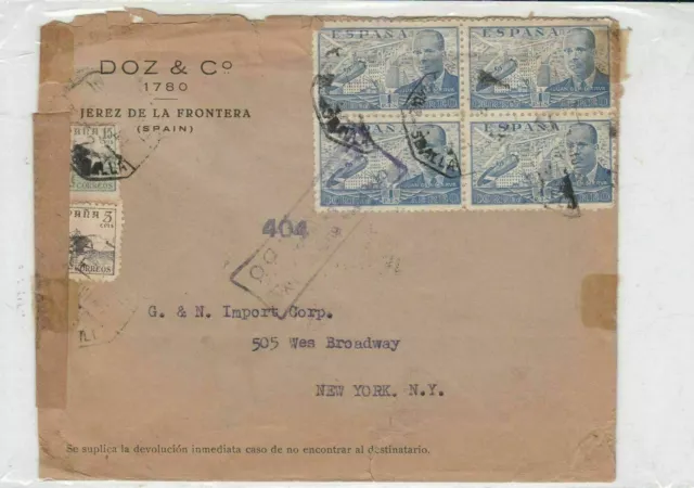 spain  1941 censor stamps cover ref 19322