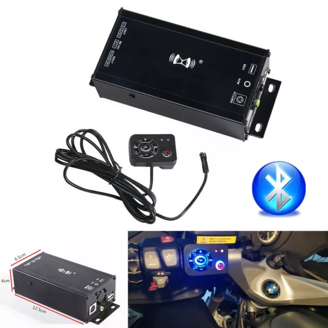 Motorcycle Audio Amplifier MP3 Player FM Radio Booster Bluetooth USB + 2.5M Wire